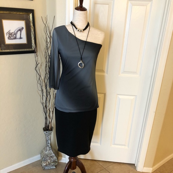 Grey Ombré off the shoulder top Sz M - Picture 3 of 6